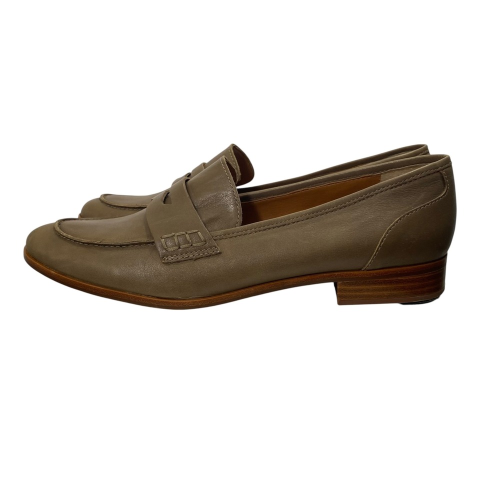 Sarto Franco Sarto Womens Leather Penny Loafers Olive Taupe Brown Low Heel 12